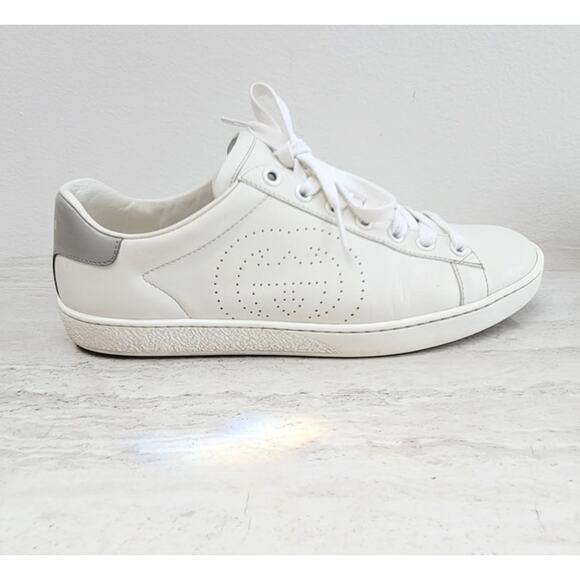 GUCCI ACE PERFORATED INTERLOCKING LOGO GG WHITE SZ 38 U.S SZ 7.5 / SZ 8 - Picture 7 of 7